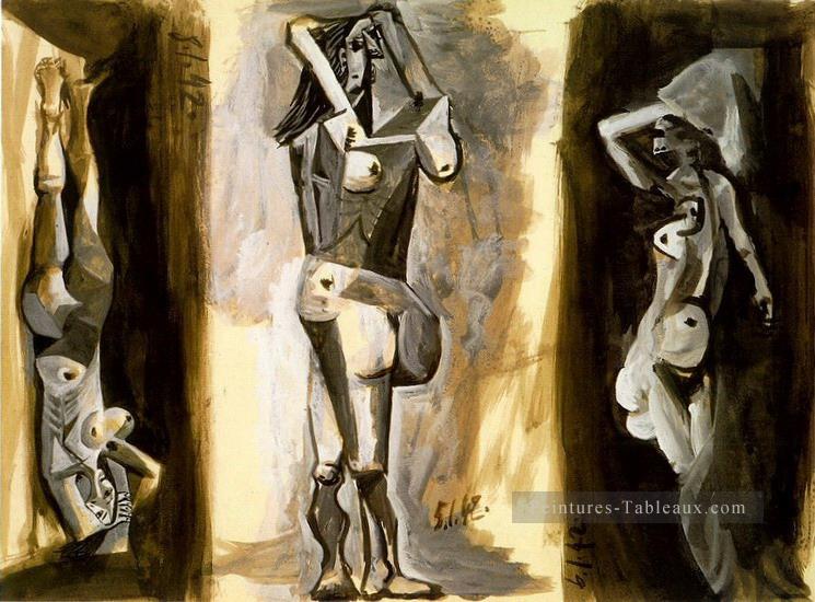 L aubade Trois femmes nues tude 1942 Cubisme Peintures à l'huile
